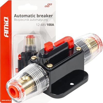 AMiO Automatische Zekering Circuit Breaker 12-48V 100A - Resetbare Zekering voor Auto Motor Stereo en Audio