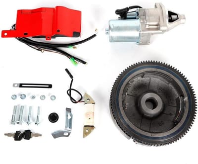 Elektrische Starter Kit - Vliegwiel Motor - Motor Starten - Eenvoudige Installatie - 12V DC - Zilver Rood Zwart