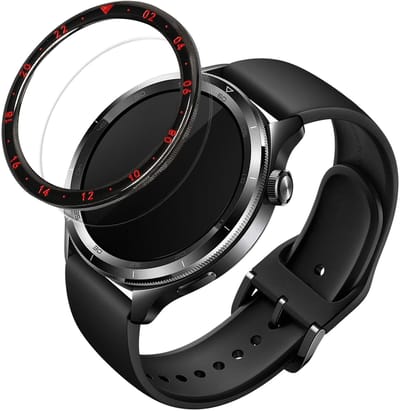 kwmobile Beschermende Ring geschikt voor Xiaomi Watch S4 /Watch S4 eSIM / Watch S3 Fitness Tracker - Bezel Ring voor smartwatch - Beschermring voor smartwatch in zwart / rood.