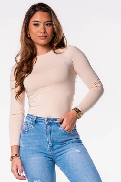 Getdrezzed Top - Maat: S - Basic travel body beige