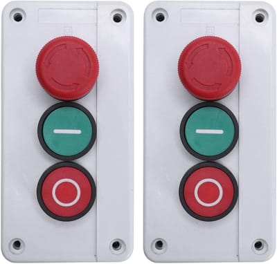 Drukknop Schakelaar Station - Noodstop Bediening - Automatische Circuits - Momentary en Noodstop - 8mm Montagegat - Rood Groen