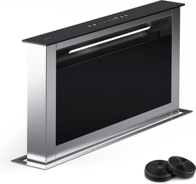 Klarstein Afzuigkap downdraft 60 cm, verzinkbare afzuigkap afvoer/circulatie voor de keuken, smalle circulatiekap zonder afvoerbuis, luchtstroom van 713 m³/h, ledverlichting & touch bediening - 651 m³/u - voor Keuken Inbouw - Afzuiging Vetfilter RVS