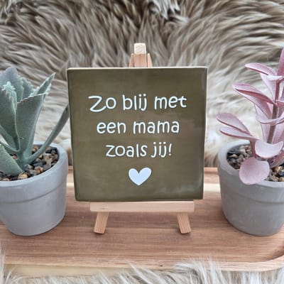 Robuust wenstegeltje – Zo Blij met een Mama zoals Jij – 10x10 cm – Lief Cadeau voor Moederdag, Mama's Verjaardag of Zomaar voor Mama – Wanddecoratie – Trendy nu