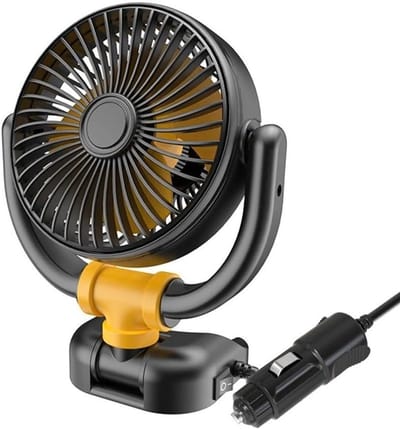 Ventilator - Autoventilator - Met koelfunctie - 360° verstelbaar - Elektrische ventilator - Miniventilator, compatibel met General Motors (zwart, 12V)