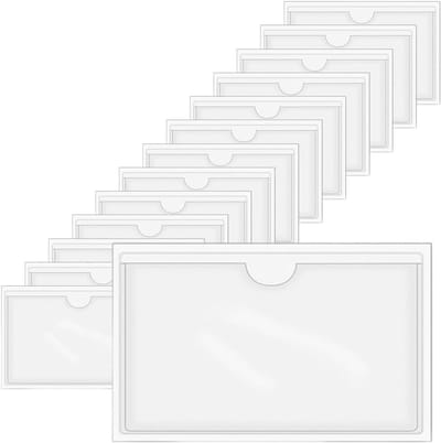 Transparante Labelhouders - 15 Stuks Zelfklevende Kaartsleeves voor Organisatie en Classificatie in Kantoor en School (Binnenmaat: 15,5x10,5 cm)