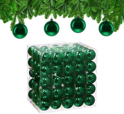 kerstballen set van 100 - Ø 6 cm - glanzend - kunststof - donkergroen