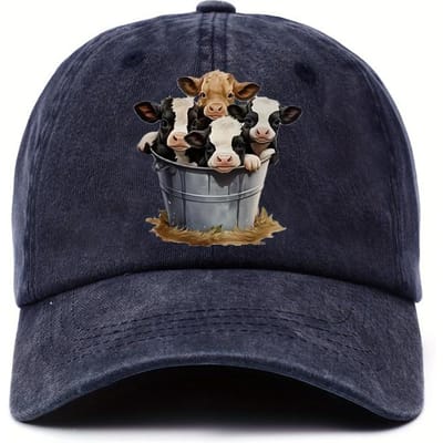 Casquette de baseball mignonne à motif vache avec bord réglable pour la protection solaire en extérieur et casquette style duckbill décontractée adaptée aux hommes et aux femmes Adjustable black