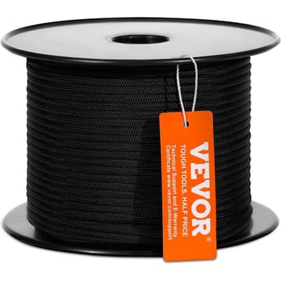 VEVOR gevlochten nylon touw, 0.48 cm (3/16 inch) x 76.2 m (250 ft), 32 strengen, breeksterkte van 327 kg (720 lb), klimtouw voor buiten, klimtouw voor boomverzorgers voor rotsklimmen, kamperen, schommels, abseilen, reddingsacties
