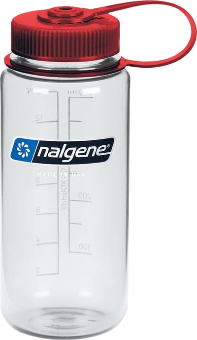Nalgene - Wide Mouth Bottle - drinkfles - waterfles - lekvrij - 500ml - BPA free - SUSTAIN - Clear/Red Cap
