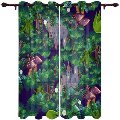 Dier Papegaai Tropische Plant Groen Blad Luxe Huis Gordijnen Huisbenodigdheden Woonkamer Slaapkamer Aangepaste Gordijnen 135W x 60H(cm)