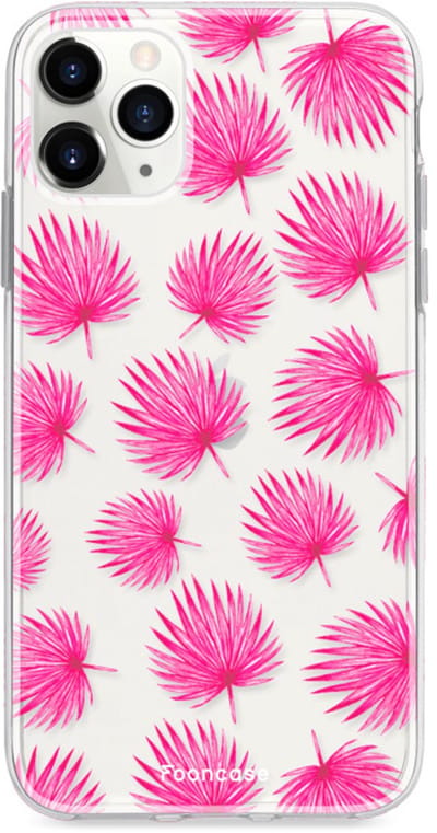 Fooncase Hoesje Geschikt voor iPhone 12 Pro - Shockproof Case - Back Cover / Soft Case - Pink leaves / Roze bladeren