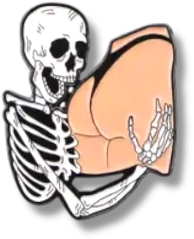 Skelet Pin met Billen – Sexy Humor Pin – Opvallend Accessoire voor Jas, Tas of Pet