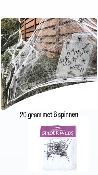 Akyol - Spinnenweb Halloween Decoratie - 12m2 Groot - Met 6 Nep Spinnen - Halloween Decoratie - Halloween Versiering