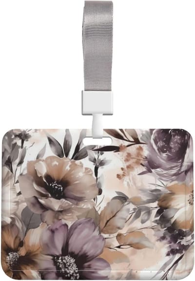 Badgehouder met Lanyard - Kaarthouder - Identificatie Tonen - Waterdicht en Stofvrij - 10x8 cm Venster - Bloemenprint