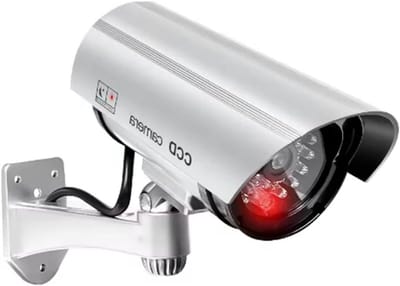 Nep Beveiligingscamera - Dummy Camera - Woning Beveiliging - Knipperend LED - Buiten Gebruik - Zilver