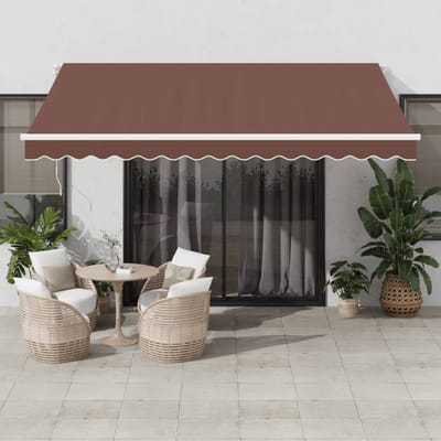 vidaXL - Uitschuifbare - luifel - Bruin - 400 - × - 350 - cm - Polyester - en - Aluminium
