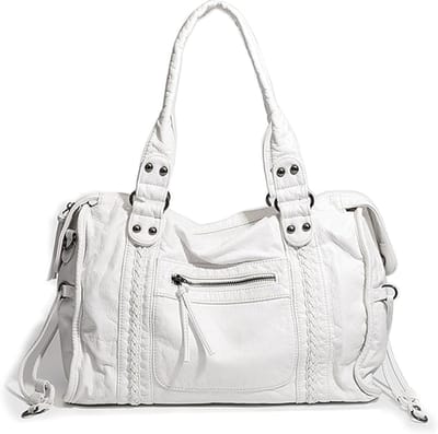 Tas Dames - Tote Bag Dames - Vintage Shopper Tas - Grote Capaciteit Handtas - Y2K Schoudertas - PU Leren Look Tas - Alledaagse Tas - Werk & Vrije tijd - Wit