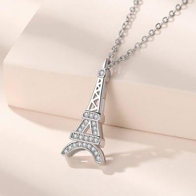 S925 Zilver Mini Parijs Toren Diamant Europese En Amerikaanse Mode Ketting Romantische Liefde Creatieve Zilveren Ketting zilver