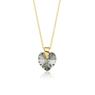 Montebello Ketting Amy HG91 - 925 Zilver Verguld - Swarovski Hart - Ø10mm - 45cm