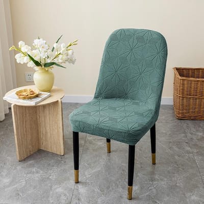 Jacquard Stof Anti-Stof Stoelhoezen Effen Kleur Gebogen Stoel Slipcover In Woonkamer Banket Bruiloft Kantoor Elastische Afneembare Hoes 1-PCS gray