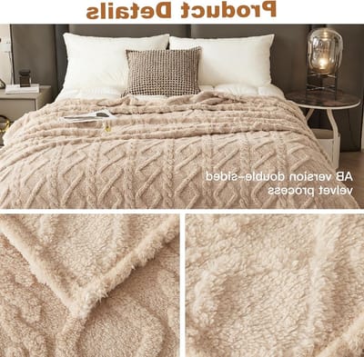 Zachte en Warme Fluffy Deken van 150 x 200 cm, Perfect voor Bank, Bed en Kantoor in Khaki Kleur