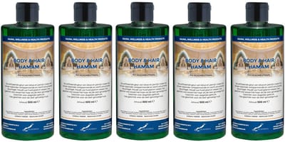 Body & Hair Hamam 500 ml met klepdop - set van 5 stuks - 2 in 1 voor lichaam en haar - voordeelverpakking