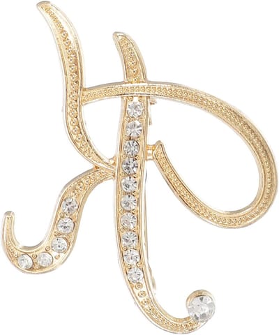Letter Broche - Initiaal Speld - Outfit Versieren - Strass Kristal - 5 x 4 cm - Goud