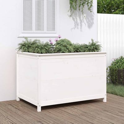 vidaXL - Plantenbak - verhoogd - 119,5x82,5x78 - cm - massief - grenenhout - wit