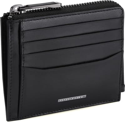 PORSCHE DESIGN Leren Kaarthoes Classic Wallet 11 With Zip Black Zwart