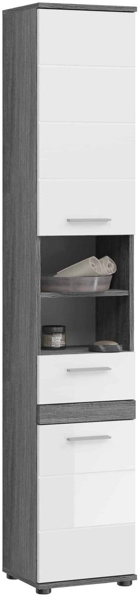 Blake hoge kast wit hoogglans MDF TZ rook zilver NB - 31x35x191cm