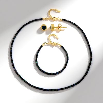 Cavill - Sieradenset 925 Sterling Zilver Verzilverd - Ethiopische Opalen 34,49 ct - Ketting, Armband & Oorbellen - Elegant Handgemaakt Design