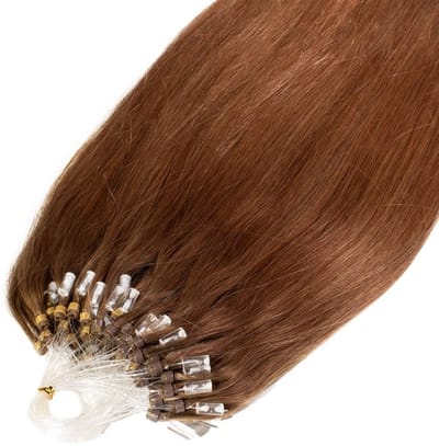 hair2heart Premium Microring Extensions Echt haar glad - 25 strengen 0,8 g 40 cm 8/03 lichtblond naturel-goud