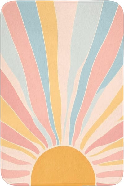 Badmat 60x90 cm - Antislip - Illustratie - Zon - Pastelkleuren - Badmatten voor badkamer - Badkamermat - Douchemat - Badkamer mat