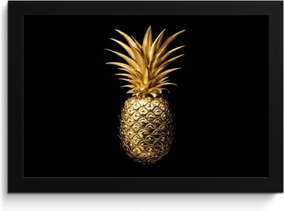 Fotolijst inclusief poster - Posterlijst 30x20 cm - Posters - Ananas - Zwart - Goud - Luxe - Foto in lijst - Keuken decoratie muur - Wanddecoratie accessoires - Muurdecoratie - Schilderijen
