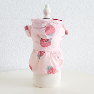 Huisdierrokje van katoen met aardbeienprint, herfst/winter, hondenjasje, teddykatkleding, huisdierkleding, designer hondenkleding, hondenjasje XL