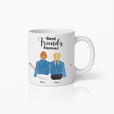 Gepersonaliseerde Best Friends Forever Mok – Vriendschapscadeau met Namen – Schattige BFF Koffiebeker