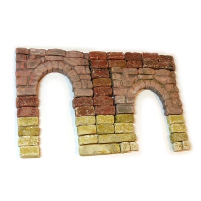 Kerststalset voor Galilea – Gebogen arcadeset – met 15 rechthoeken (Sinai), 5 vierkanten (Sinai), 1 steun (Sinai), 20 rechthoeken (steenrood) en 2 ruïnebogen van Galilea (steenrood)