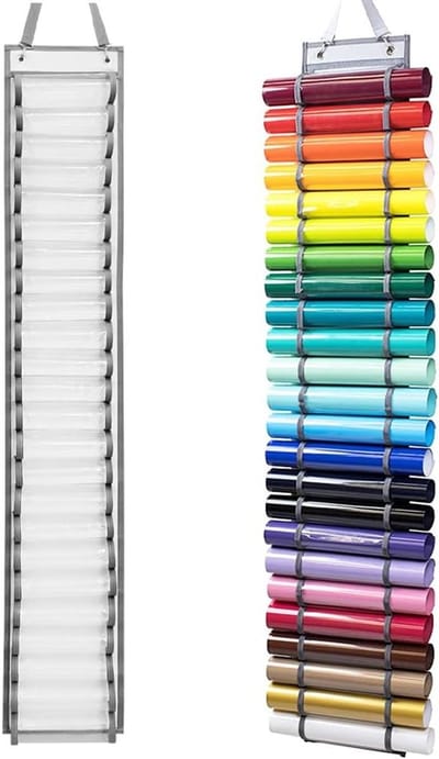 Vinyl Rol Organizer met 24 Compartimenten voor Deuren en Muren - Perfect voor Creatieve Projecten en Opberging van Vinylrollen