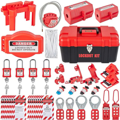 42 STUKS Lockout Tagout Kits, Elektrische Veiligheid Loto Kit Bevat Hangsloten, 5 Soorten Vergrendelingen, Beugels, Tags & Ties, Doos, Lockout Veiligheidstools voor