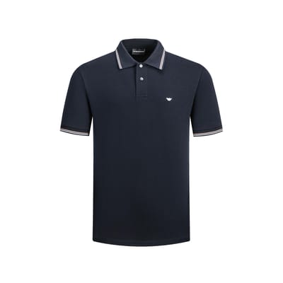 Emporio Armani Blauw Katoenmix Micro Silhouette Poloshirt Met Logo Decoratie Heren tops EM004607-AF23090-1UB118 XXL black