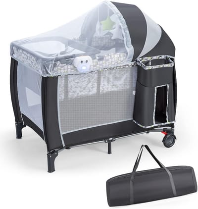 3-in-1 Opvouwbaar Babybed met Luiertafel en Muggennet - Oxford-stof voor 0-36 maanden