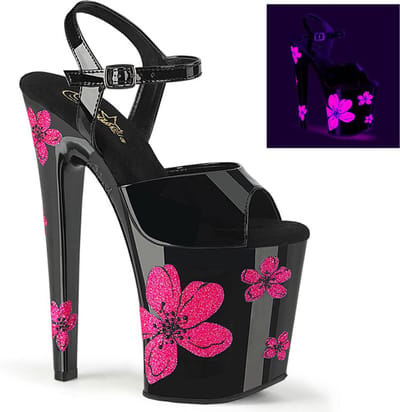 Pleaser - XTREME809HB Sandaal met enkelband, Paaldans schoenen - US 8 - 38 Shoes - Zwart/Roze