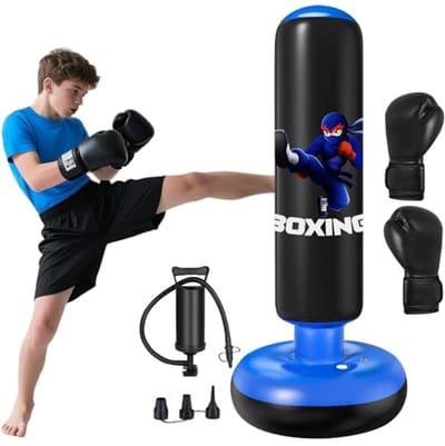 Solidchoice - Boxing Bag voor Kinderen - 160cm Vrijstaande Opblaasbare Punching Bag met Bokshandschoenen