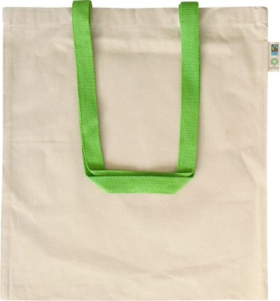 20 stuks Fairtrade draagtas van eco katoen met gekleurde hengsels, groen