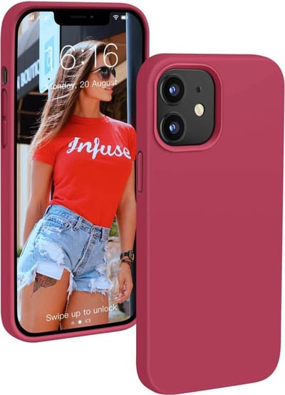 Solid hoesje Soft Touch Liquid Silicone Flexible TPU Cover - Geschikt voor: iPhone 11 - donkerroze