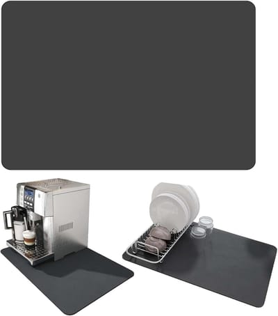 Afdruipmat, absorberend, 60 x 50 cm, afdruipmat, absorberend, sneldrogend, absorberend, antislip, droogmat voor koffiezetapparaat, servies (donkergrijs)