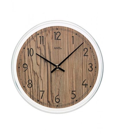 AMS 9632 Wanduhr - Serie: AMS Design / AMS Wandklok 23 cm Ø Hout • Stijlvol Ontwerp • Nauwkeurig Quartz Beweging
