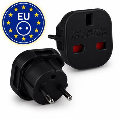 DEGG® - 2x Reisstekker UK naar EU - Set van 2 Travel Adapters - Britse Stekker naar Europese Stopcontact - Compact & Veilig voor Reizen - Zwart