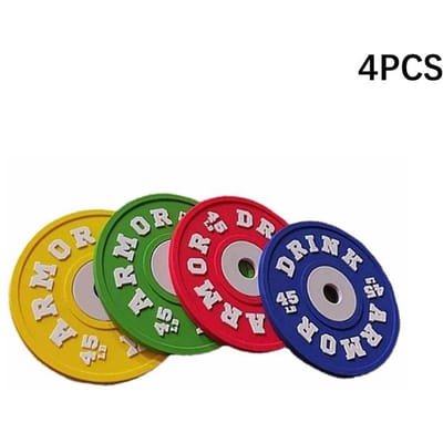 4 Stuks Gym Gewichtsplaat Ontwerp Siliconen Onderzetter Set Voor Keukentafel Bekerhouder BPA Vrij Ronde Mok Onderzetters 10cm Drank Onderzetter Placemat 10cm x 10cm
