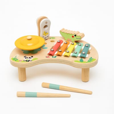 Joylux® Houten Muziekset – Music Centre met Xylofoon, Bekken, Rasp en 2 Drumstokken – Educatief Peuterspeelgoed